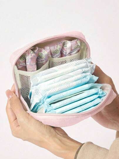1pc Basic Sanitary Pad Storage Bag, Large Capacity Minimalist Design, Can Store Sanitary Pads, Tampons And Panty Liners, Ideal For Back To School Backpacks, Travel, Beach Vacations, Cosmetic Bags, Holidays, Makeup Storage, And More