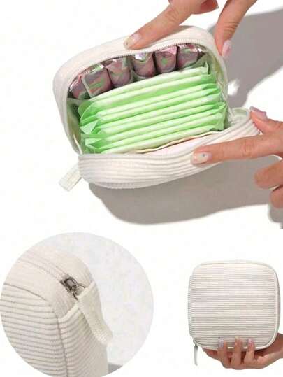 1pc Basic Sanitary Pad Storage Bag, Large Capacity Minimalist Design, Can Store Sanitary Pads, Tampons And Panty Liners, Ideal For Back To School Backpacks, Travel, Beach Vacations, Cosmetic Bags, Holidays, Makeup Storage, And More