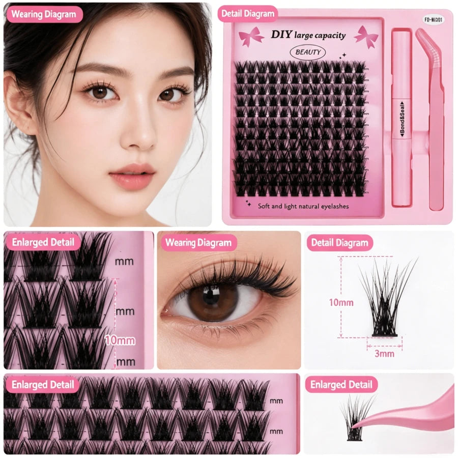 Lightweight False Lash Clusters With Bond & Seal Glue